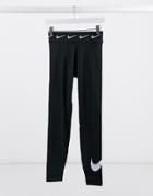 Nike High Waisted Leggings With Ankle Logo In Black