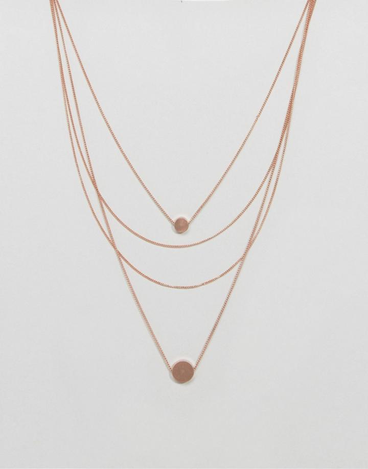 Pieces Rose Gold Multi Row Necklace - Gold