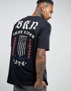 Asos Oversized T-shirt With Gothic Text And Flag Back Print - Black