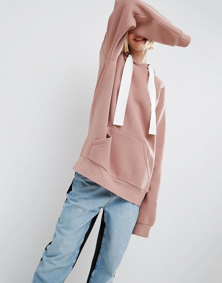 Asos White Oversized Hoodie - Pink