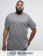 Le Breve Plus Raw Edge Longline T-shirt - Gray