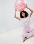 Asos Design Pink Breton Stripe Tee & Legging Pyjama Set - Pink