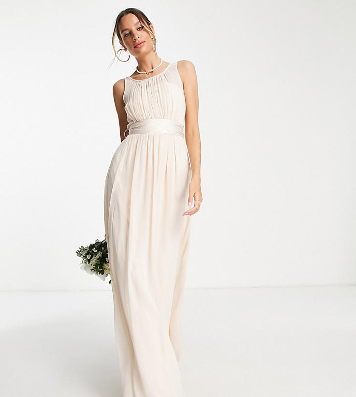 Little Mistress Tall Bridesmaid Chiffon Maxi Dress In Blush-pink