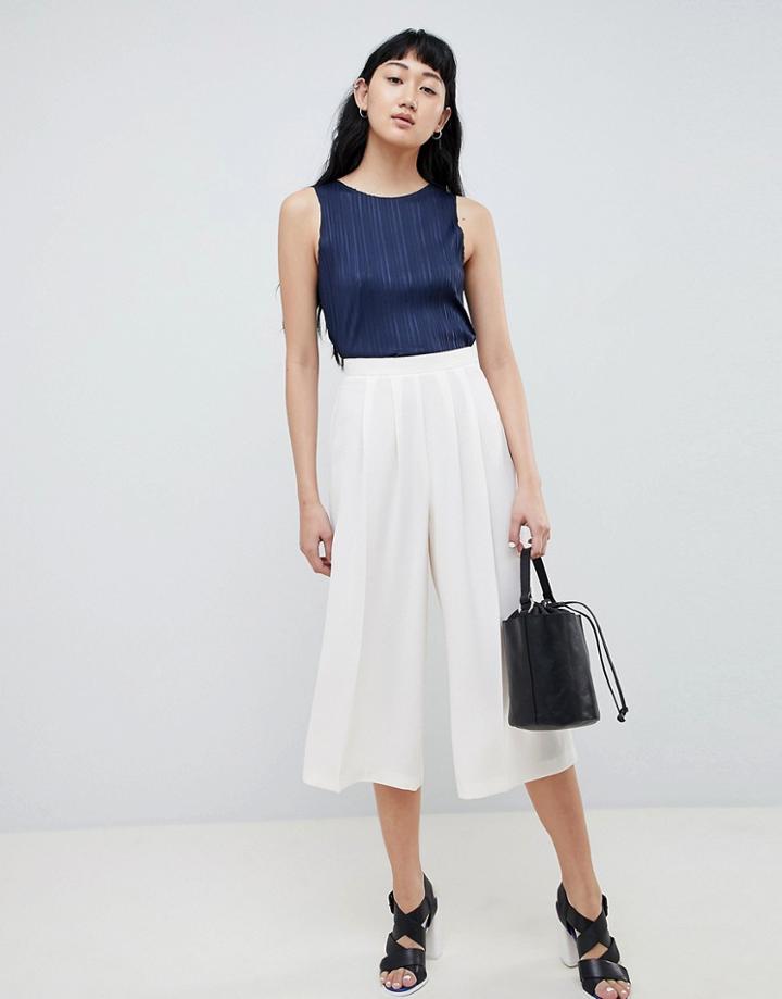Asos Design Tailored Large Pleat Culotte - Cream