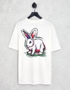 Pull & Bear Graphic Bunny Back Print T-shirt In White