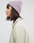 Asos Boyfriend Knit Beanie With Double Turn Up - Purple