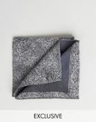 Noose & Monkey Jacquard Pocket Square In Floral Print - Gray