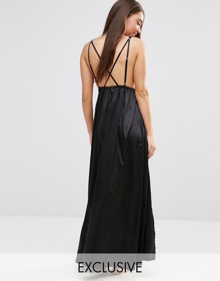 Wolf & Whistle Maxi Split Cami Nightdress - Black