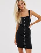 New Look Hook And Eye Bodycon Dress In Black