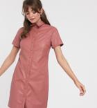 Glamorous Shirt Dress In Soft Faux Leather