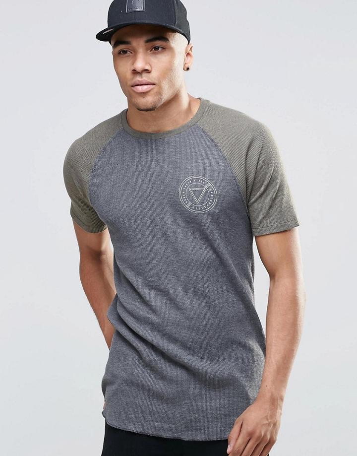 Asos Longline Muscle T-shirt With Curved Hem In Charcoal Rib