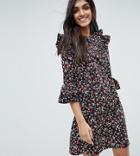 Influence Tall Frill Sleeve Floral Shift Dress - Multi