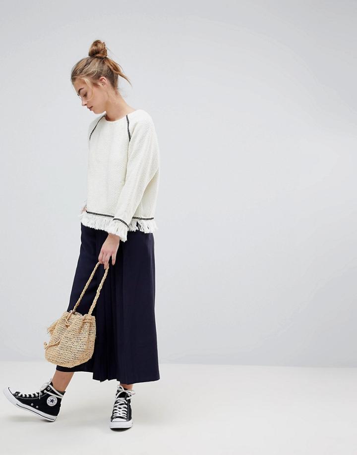 Moon River Pleated Wide Leg Pants - Navy
