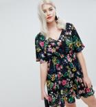 Boohoo Plus Floral Mini Dress - Multi