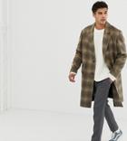 Noak Wool Overcoat In Camel Check - Brown