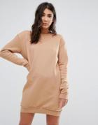 Missguided Nude Raw Edge Oversized Sweater Dress - Cream