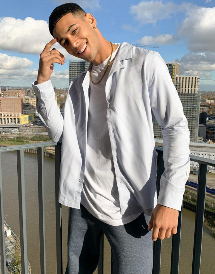 Topman Long Sleeve Shirt In Light Blue