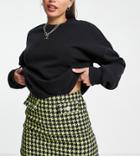 Asos Design Tall Boucle Micro Mini Skirt In Lime Houndstooth Print-multi