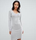 Brave Soul Tall Sweater Dress With V Neck - Gray