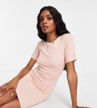 Pieces Tall Exclusive Body-conscious Mini T-shirt Dress In Rose Pink
