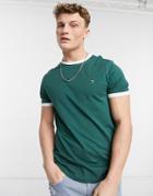 Farah Groves Ringer Organic Cotton T-shirt In Green