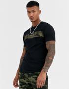 Good For Nothing Muscle Fit T-shirt In Black With Camo Panel