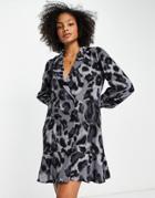 Jdy Blazer Mini Dress In Bold Animal Print-gray