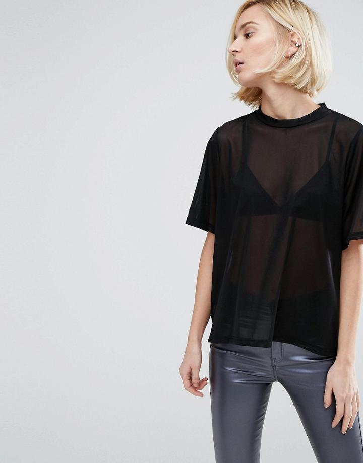 Dr Denim Sheer Top - Black