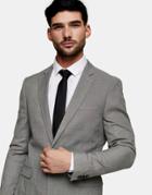 Topman Skinny Single Breasted Suit Jacket In Gray-grey