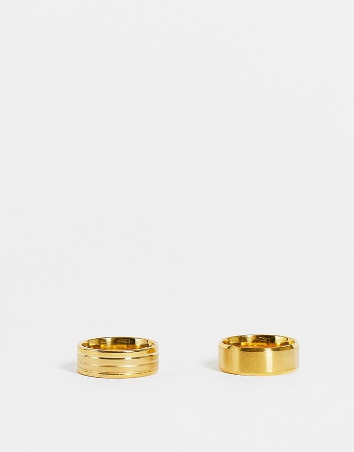 Topman Band Ring In Brushed Gold