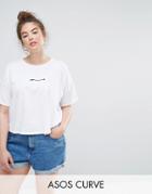 Asos Curve T-shirt With Inky Tattoo Print - White