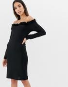 Vila Off The Shoulder Dress - Black