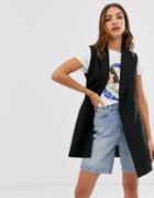 Stardivarius Double Breasted Suit Vest In Black - Black