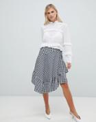 Vila Gingham Ruffle Skirt - Multi