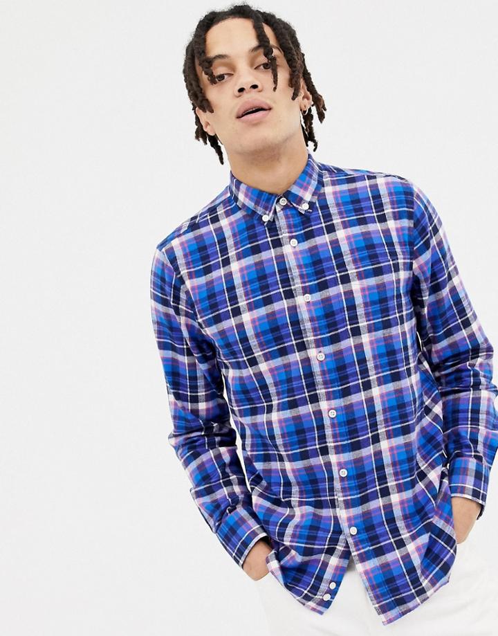 Penfield Barhead Multi Flannel Check Buttondown Regular Fit Shirt In Blue - Blue
