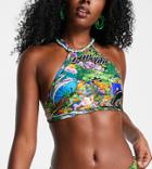 Collusion Highneck Bikini Top In Collage Print - Part Of A Set - Multi