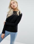 Vila Lace Front T-shirt - Black