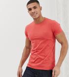 Farah Gloor Slim Fit Marl T-shirt In Coral Exclusive At Asos - Orange