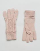 Stitch & Pieces Knitted Cable Gloves In Blush Pink - Pink