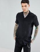 Asos Regular Fit Silk Revere Shirt - Black