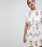 Boohoo Floral Pleated Skater Dress - White