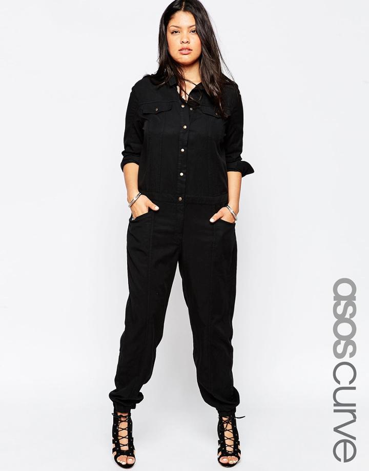 Asos Curve Exclusive Boiler Suit - Black