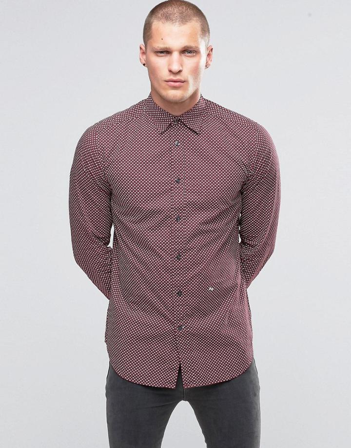 Diesel S-pink Chevron Print Shirt - Red