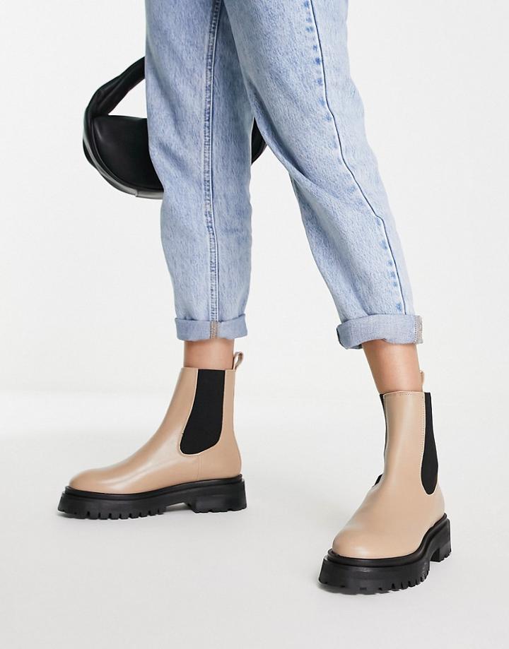 & Other Stories Leather Chunky Boots In Beige-neutral