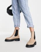 & Other Stories Leather Chunky Boots In Beige-neutral