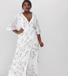 Maya Plus Wrap Front Floral Embellished Maxi Dress In White - White