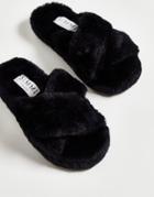 Simmi London Alice Fluffy Slippers In Black