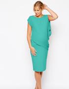 Asos Maternity Bodycon Dress With Drape Overlay - Green