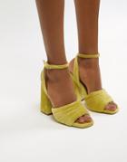 Asos Design Haiku Padded Heeled Sandals - Yellow