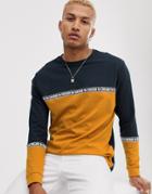 Asos Design Organic Cotton Relaxed Long Sleeve T-shirt With Panel Chest Print - Multi